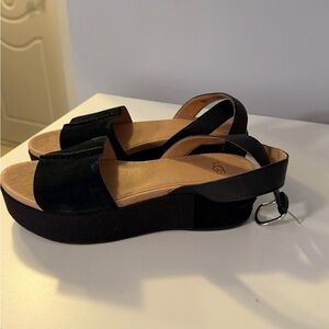 UGG Black Platform Slingback Sandals